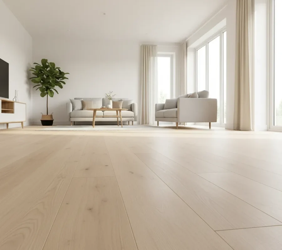 Modern living room in Chalfont St. Peter with natural oak LVT