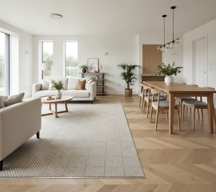 Stylish Chalfont St. Peter interior with mixed flooring and bespoke design