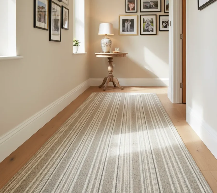 Textured striped carpet in elegant Chalfont St. Peter hallway